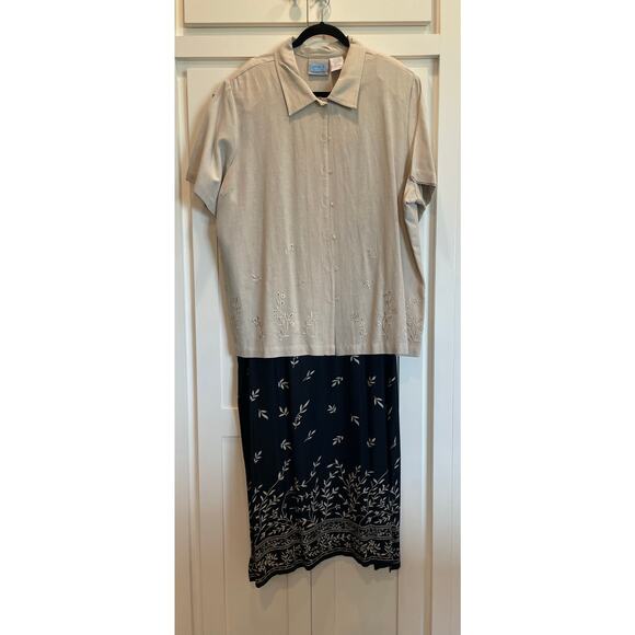 Blair black and taupe floral dress with taupe  2XL PT - Picture 1 of 14